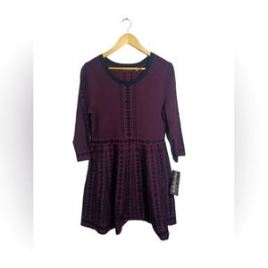 Nina Leonard Burgundy Winter Dress